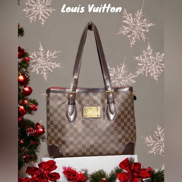 LOUIS VUITTON HAMPSTEAD DAMIER EBENE TOTE SHOULDER  SATCHEL HANDBAG BROWN - Picture 1 of 15